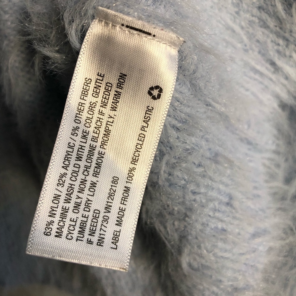 A New Day blue fur large long sleeve sweater top - Picture 4 of 5